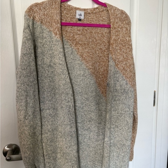 CAbi Sweaters - CAbi Gray and Tan Color Block Cardigan